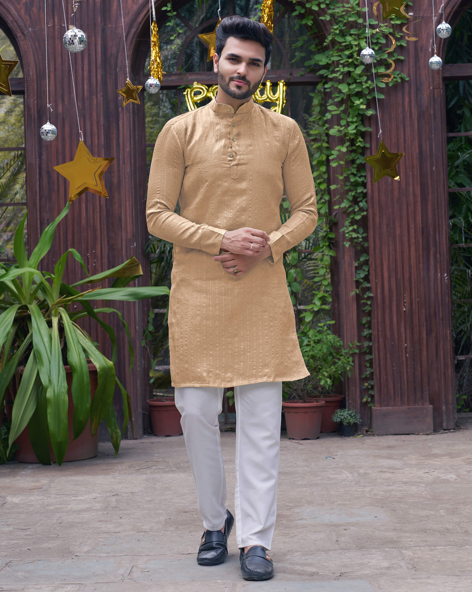 Cream colour kurta online pajama design