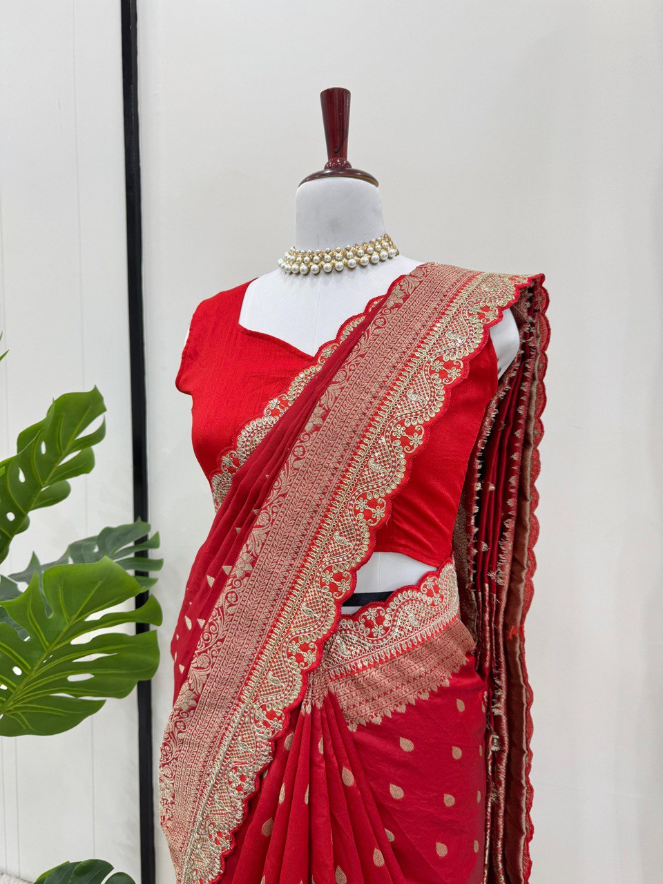 Red Designer Silk Saree