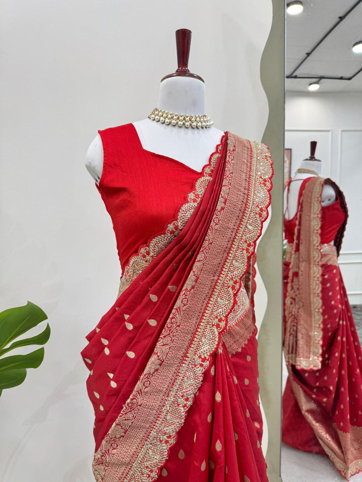 Red Designer Silk Saree