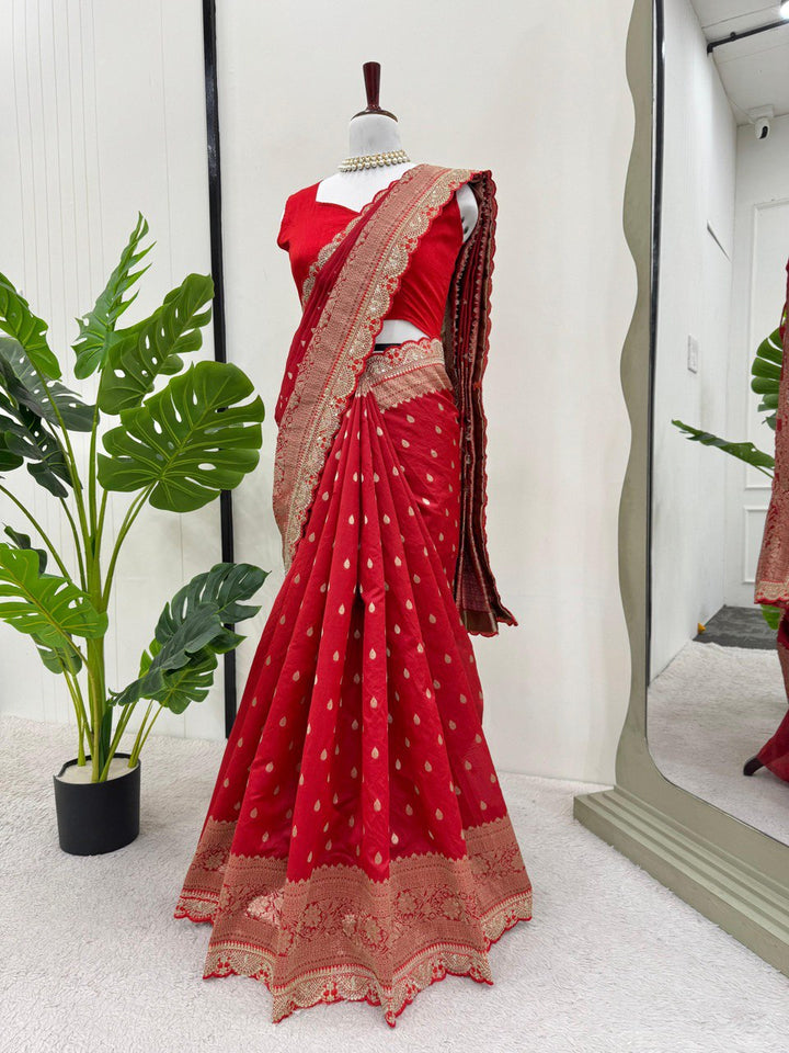 Red Designer Silk Saree