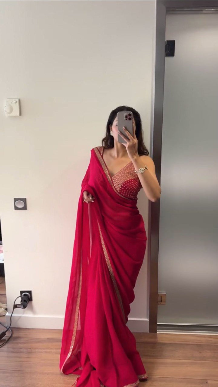 Red Georgette Saree