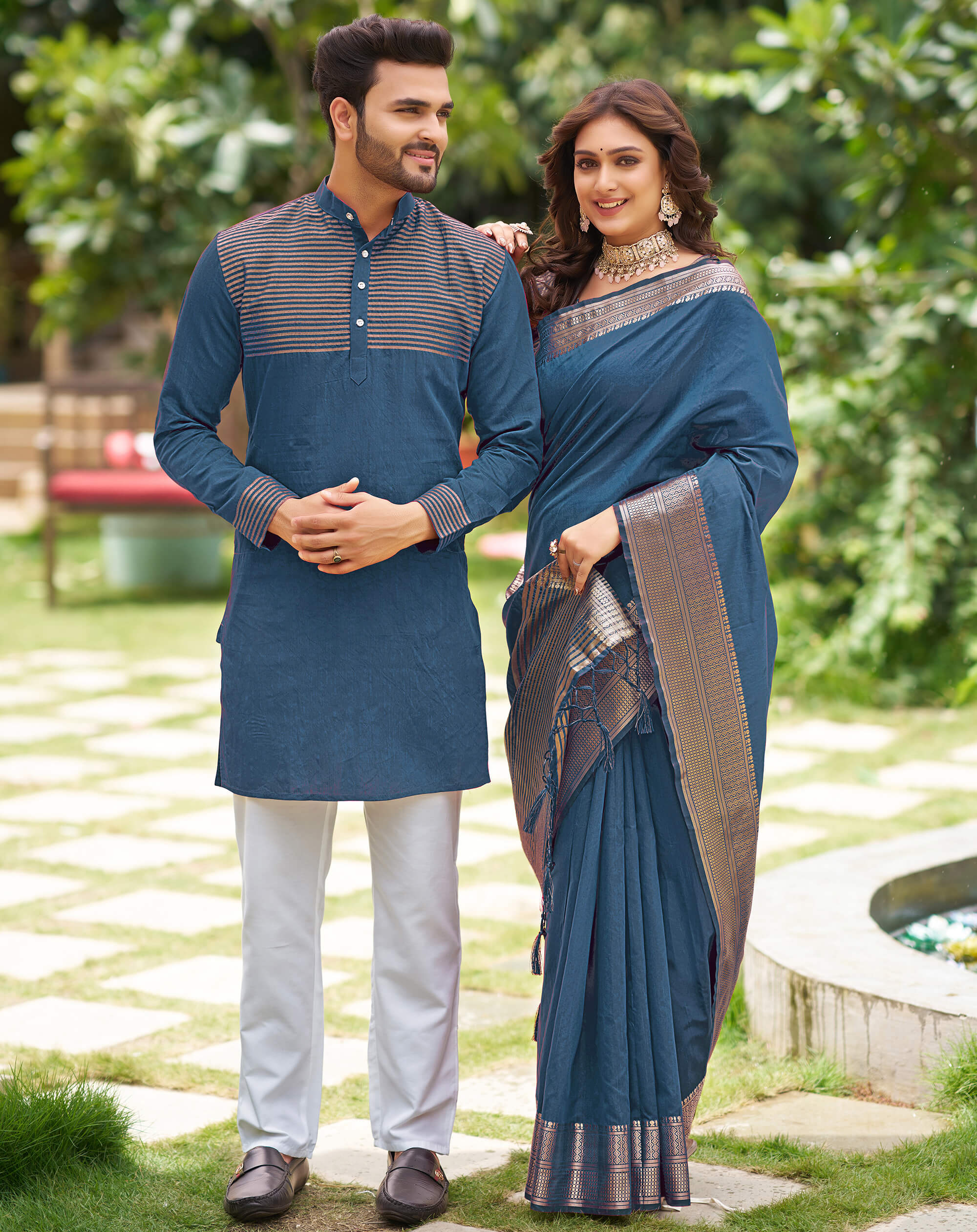 Beautiful Traditional Grey Matching Couple Dress – mahezon