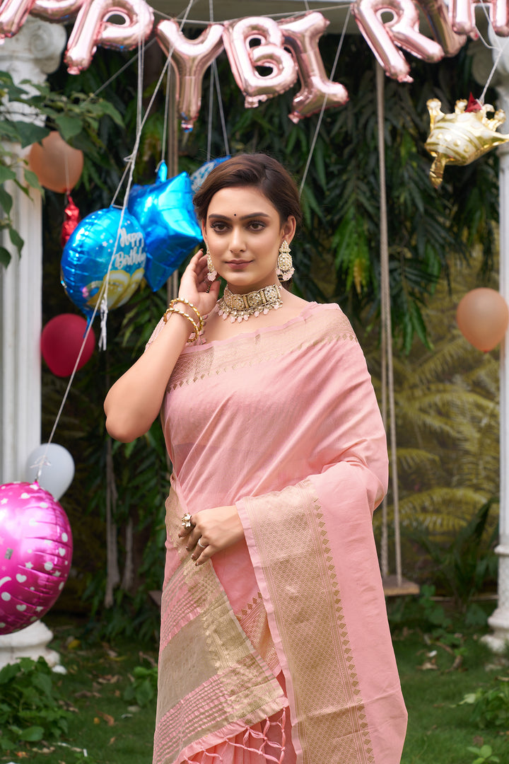 Kiara Pink  Silk Saree