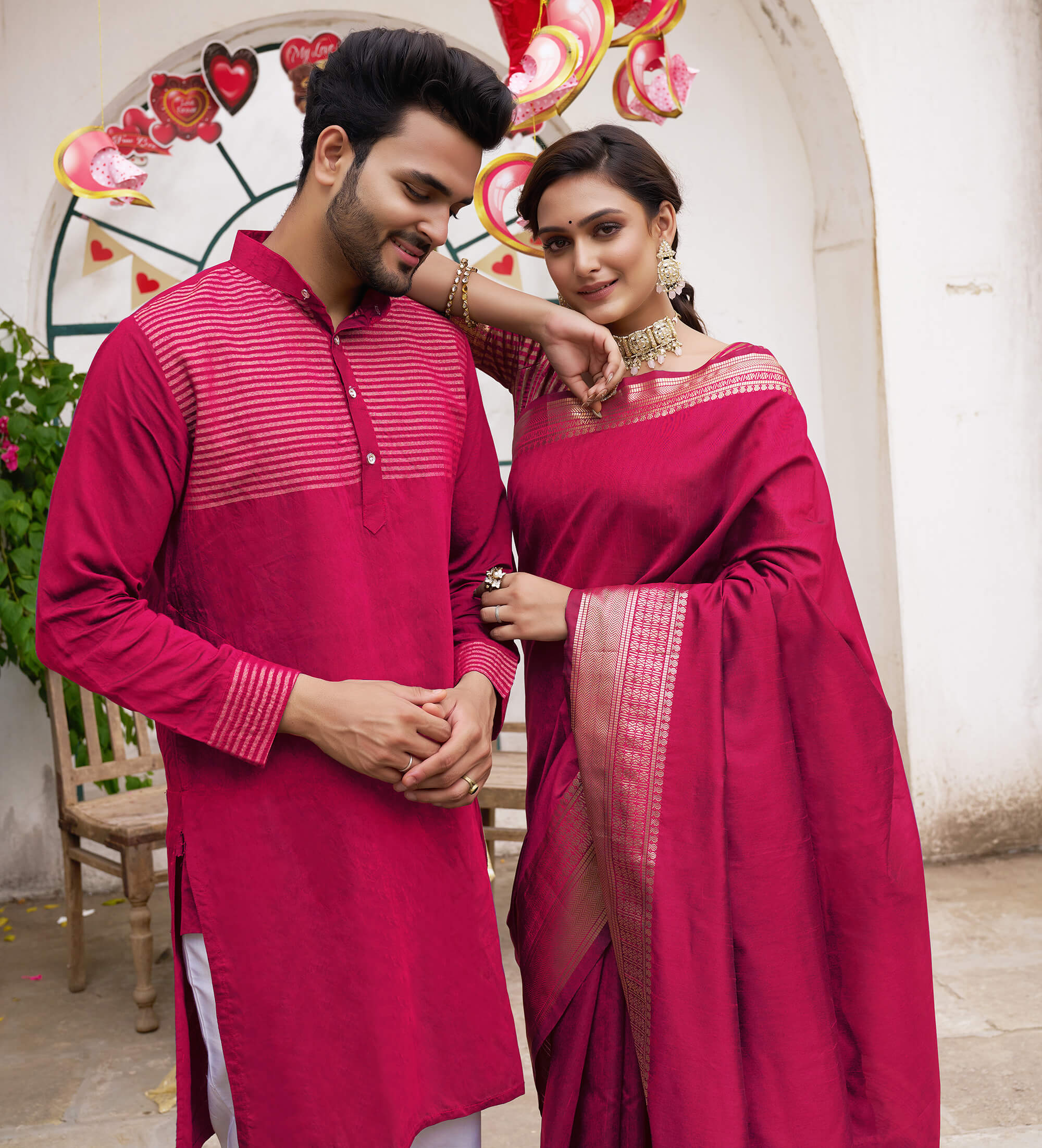 Buy Men's Women Pure Handloom Khadi Saree,Kurta (Couple Set) Online In  India At Discounted Prices