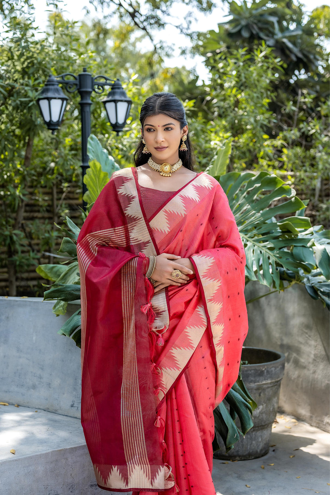 Tussar silk Bandhani Style Gajri Saree