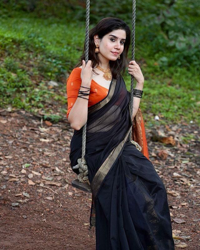 Black Lilan Soft Cotton Saree