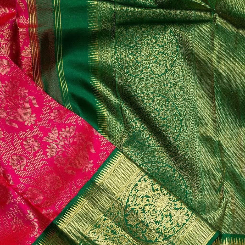 Luxurious Green & Pink Kanjivaram Silk Saree