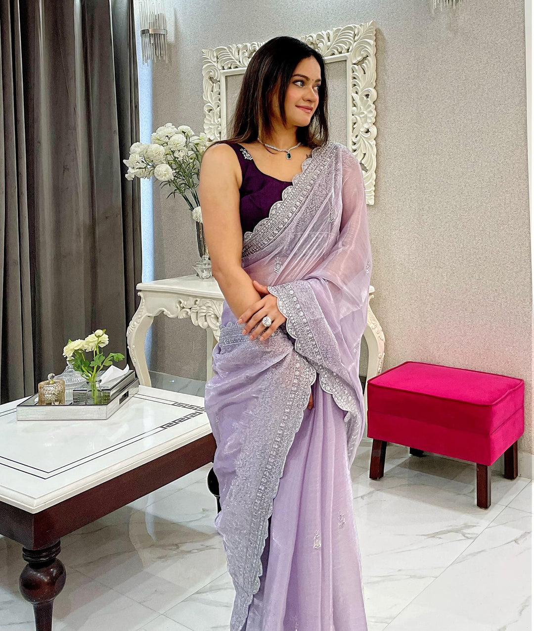 Ethereal Lavender Jimmy choo Saree