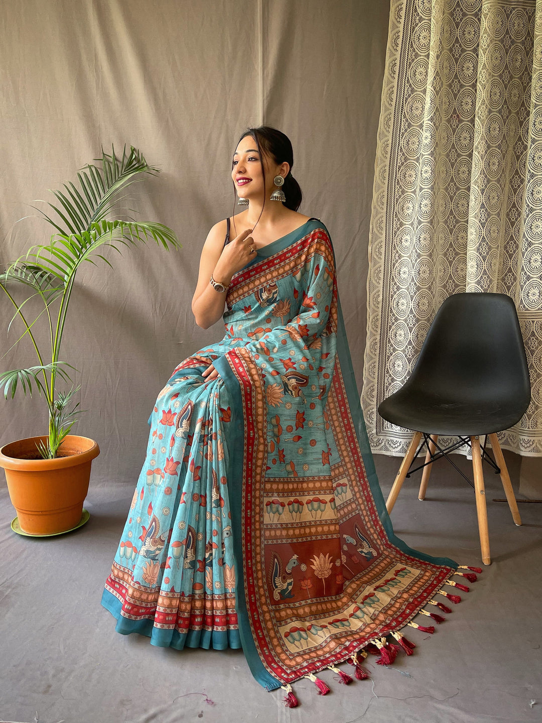 Elegant Kalamkari Pure Malai Cotton Saree