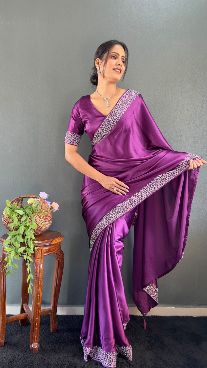 Purple Pure Silk Saree