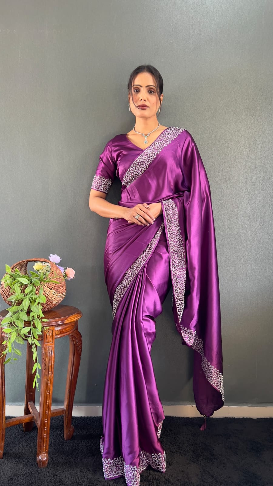 Purple Pure Silk Saree