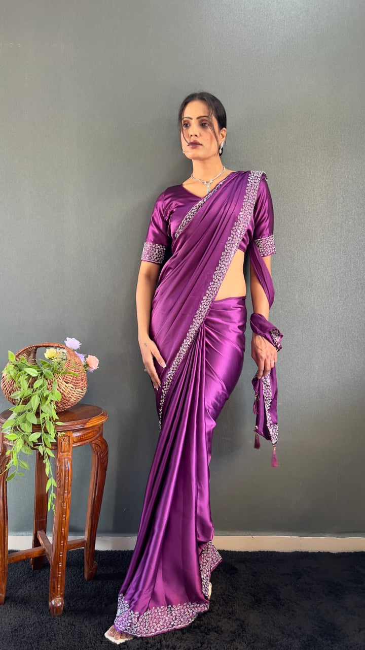 Purple Pure Silk Saree