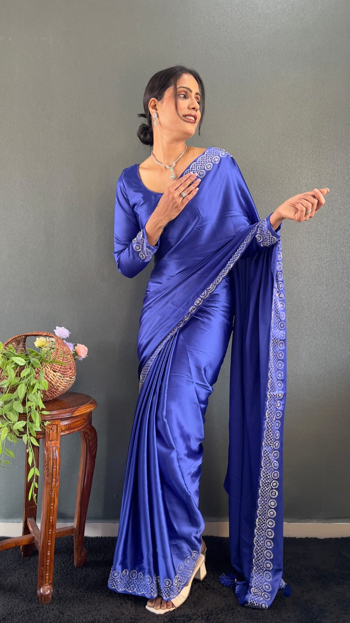 Navy Blue Pure Silk Saree