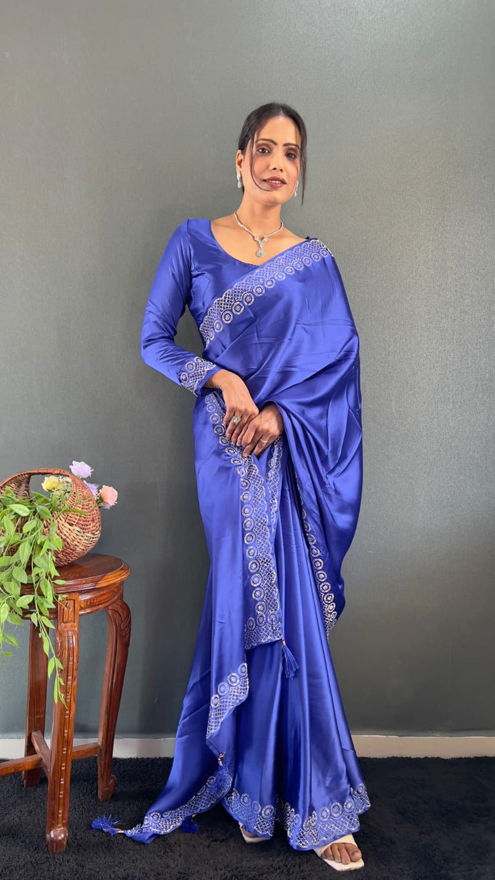 Navy Blue Pure Silk Saree