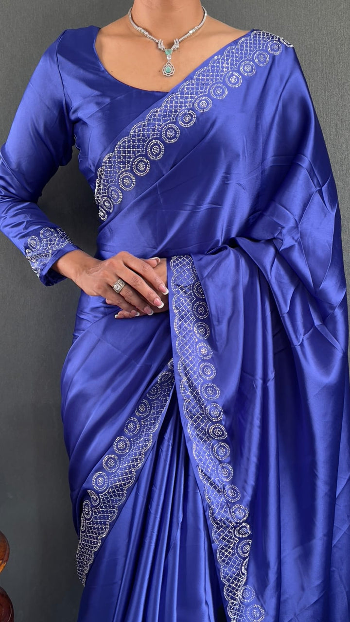 Navy Blue Pure Silk Saree