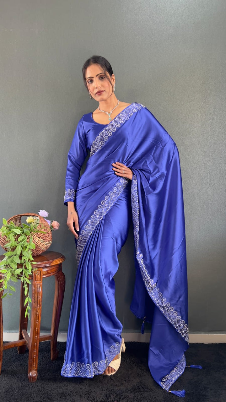 Navy Blue Pure Silk Saree