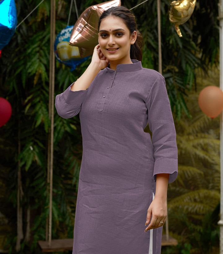 Linan Cotton Kurti and Kurta Diamond Purple Couple Dress