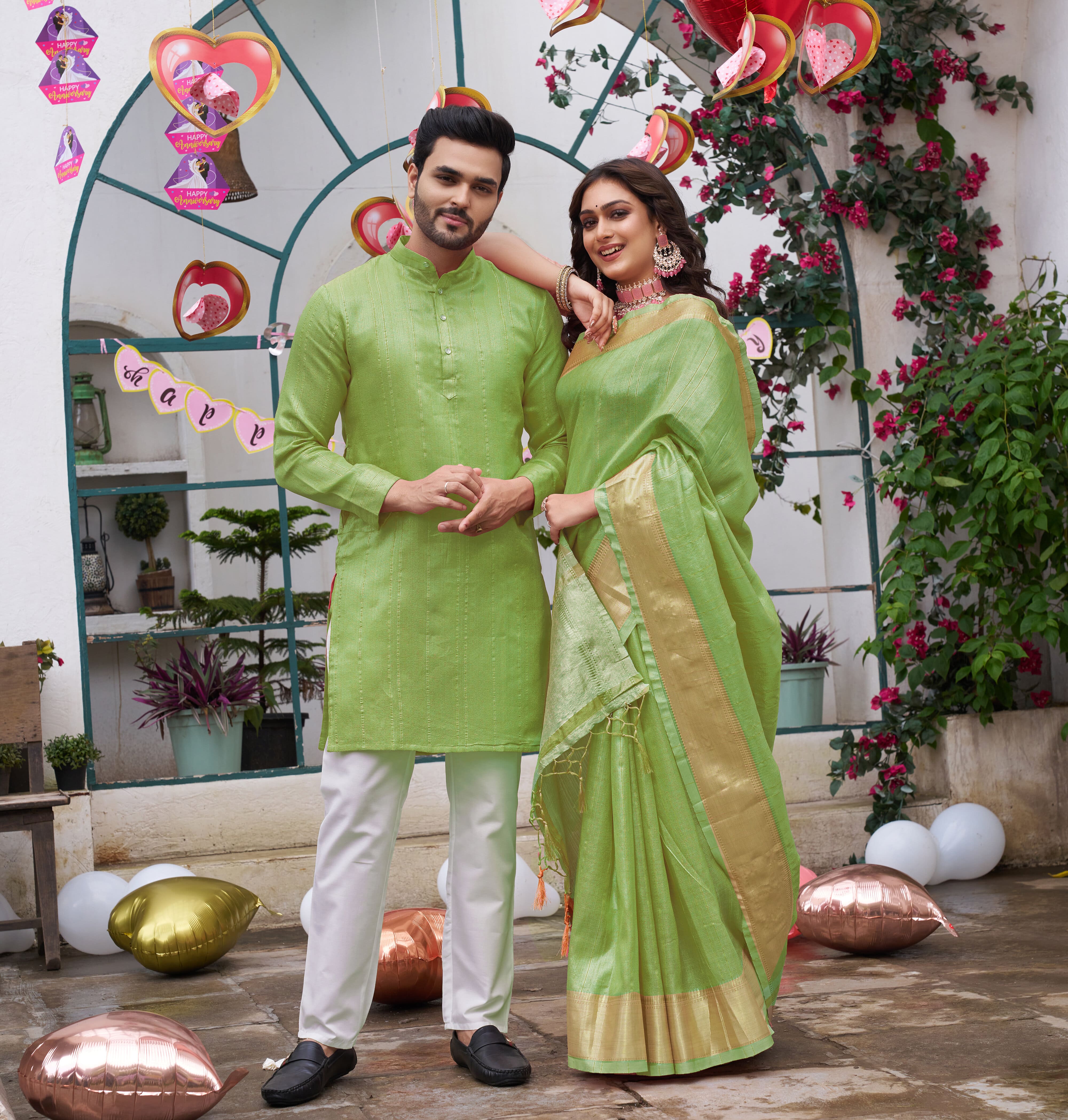 Buy Akhilam Women Georgette Green Embellished Designer Saree With  Unstitched Blouse Piece online