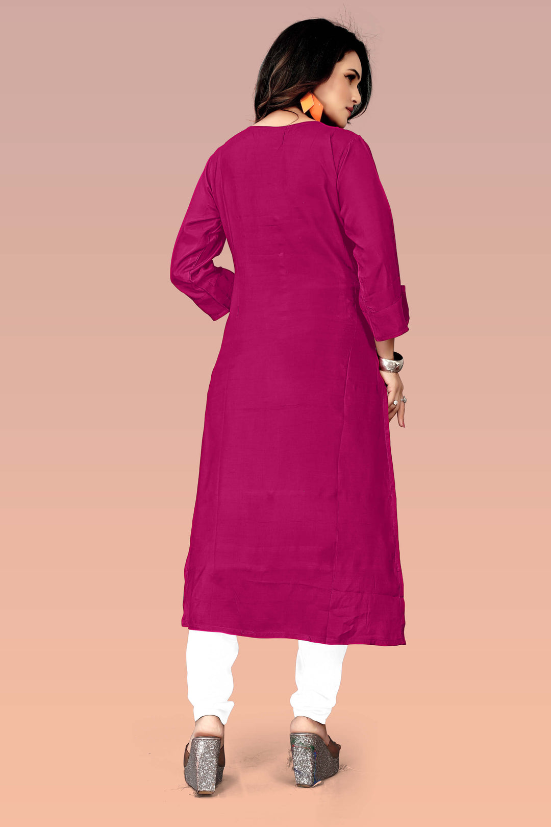 Buy Designer Silk Purple kurti with stylish handwork